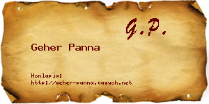 Geher Panna névjegykártya